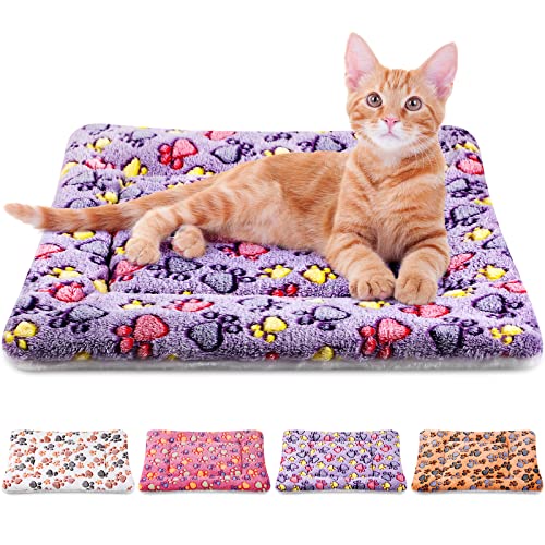 4 Pack Soft Pet Bed Mat Small Dog Crate Fleece (21 x 14 Inches / Vivid Color)