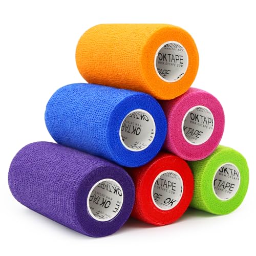 Self Adherent Cohesive Bandages Wrap 6Packs 4" x 5 Yards (Mix Color 01 / 4 In x 5 Yards)
