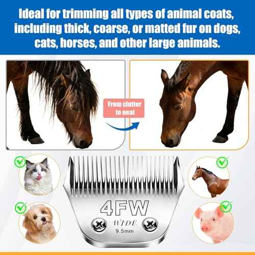4FW Wide Blade Dog Grooming Blades for Andis (Silver/4FW-2Pack)