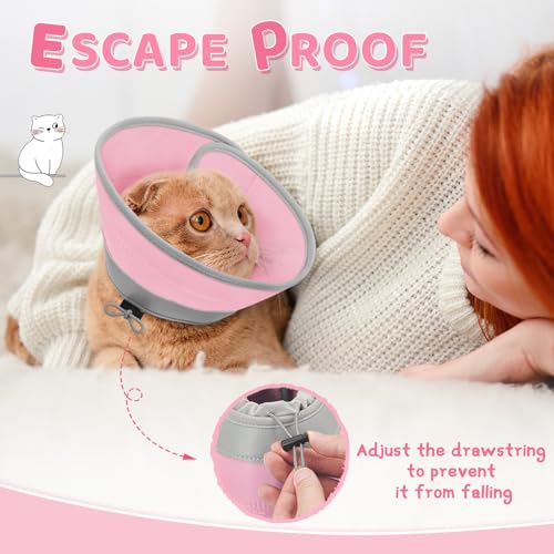 Cat Cone Collar Soft to Stop Licking (Solid Pink / S)