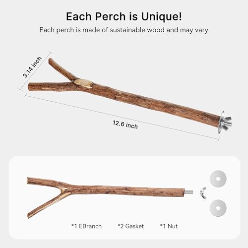 Natural Wooden Perches for Bird Cages (No-Bark / 2 Pack)