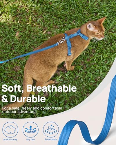 Adjustable Cat Harness and Leash Set Escape Proof (Blue)