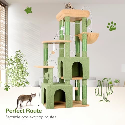 Heavy Duty Cactus Cat Trees for Big Cats Maine Coon (Cactus / 61inch)