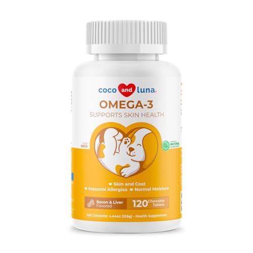 Dog Omega 3 Fish Oil Skin and Coat Supplement for Dry Skin & Allergy Relief