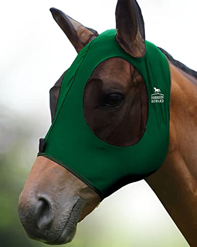 Super Comfort Stretchy Fly Mask Large Eye Space with UV Protection Soft on Skin with Breathability Deep Green M Cob (Cob (Medium) / Deep Green)