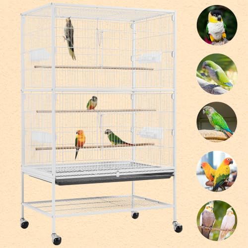 52" Large Bird Cage for Parrots (White / 31.0"L x 20.5"W x 52.0"H)