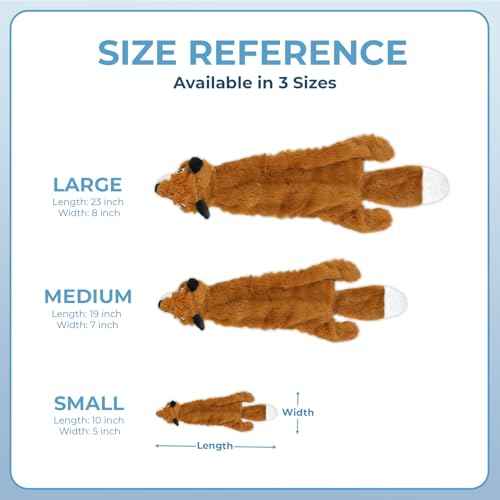 2-in-1 Stuffless Squeaky Dog Toy - Fox, Large (Brown/Fox / Large)