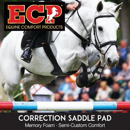 All Purpose Contoured Correction Saddle Pad with Adjustable Memory Foam Inserts for Custom Support (Black)