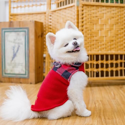 Christmas Fleece Dog Sweater for Small Medium Dogs (Red / Large)
