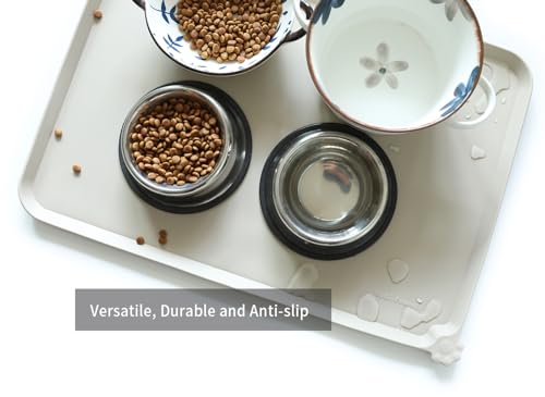 Large Silicone Non Slip Pet Feeding Mats (24" x 16" / Cream Brown)