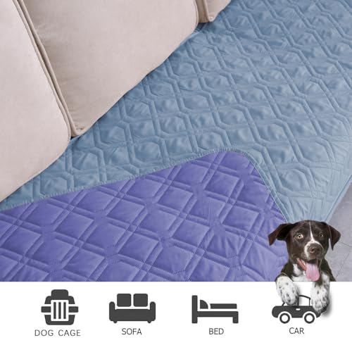 Waterproof Dog Bed Cover Pet Blanket for Furniture Bed Couch Sofa Reversible (30x100 Inch (Pack of 1) / Stoneblue+violetblue)