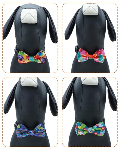 10 Pack Hawaiian Dog Bowties for Large Dogs Sliding on Collar (M/L)