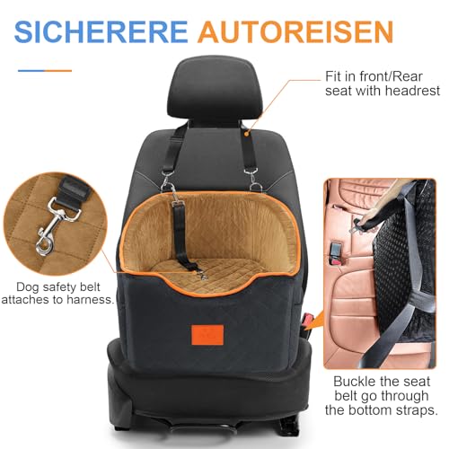 Dog Car Seat for Small (Black/Brown)