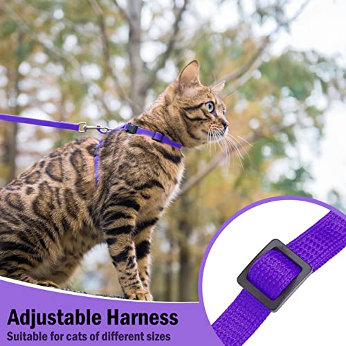 Adjustable Cat Harness and Leash Set Escape Proof Kitten Strap Collar for Walking Travel (Small / Purple)