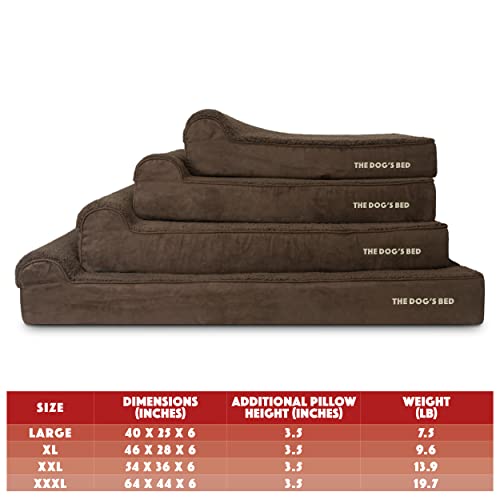 The Dog’s Bed Orthopedic Memory Foam Dog Bed with Headrest Large (Brown Plush / L (40"L x 25"W x 6"Th))