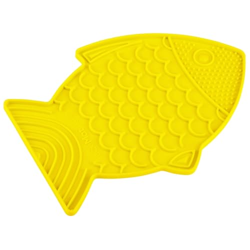 Felix, Fish-Shaped Cat Slow Feeders Lick Mat, Boredom Anxiety Reducer; Perfect for Food, Treats, Yogurt, or Peanut Butter. Fun Alternative to a Slow Feed Cat Bowl or Dish, Yellow (Yellow)