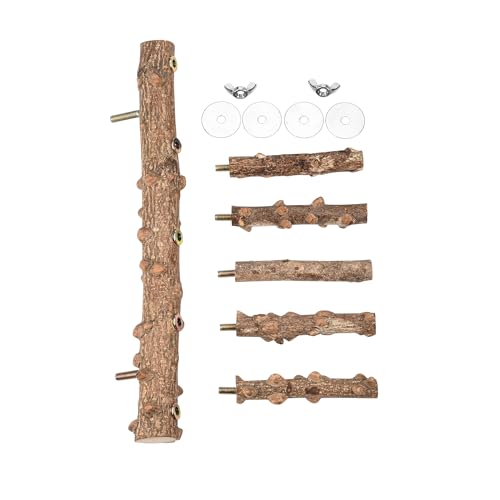 Bird Ladder Perch for Cage Natural Wood Bird Parrot Perch Stand Chewing Toy