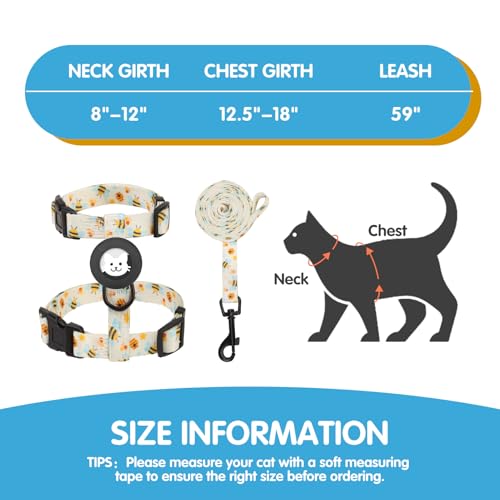 Cat Harness with Airtag Holder (Cute Bee (Buckles on Neck & Chest))