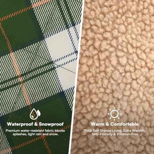 Plaid Winter Dog Jacket Waterpoof Coat Warm Cold Weather Vest (Small / Green-White Plaid)