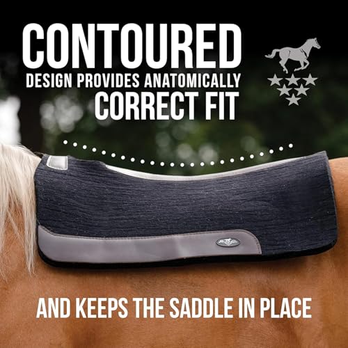 100% Steam Pressed Wool Felt Western Saddle Pad (31" x 32" x 1" / Black)