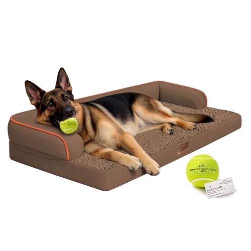 Orthopedic Waterproof Jumbo Dog Bed for Giant Dogs (Dark Brown / 48"L x 33"W x 8"Th)