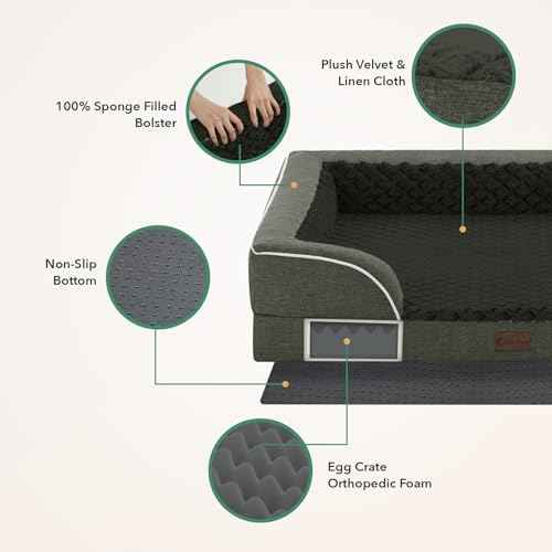 Orthopedic Dog Bed for Extra Large Dogs (Dark Green / 53.0"L x 42.0"W x 8.5"Th)