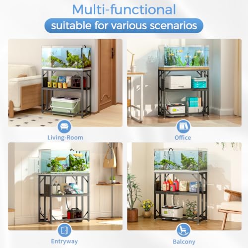 20-29-37 Gallon Fish Tank Stand with Power Outlet,Adjustable Shelf (Black / 20-29-37 Gallon)