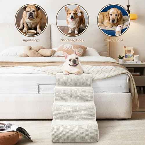 2 Step Pet Stairs for High Beds & Sofas (Beige / 2-step 11.8"H)