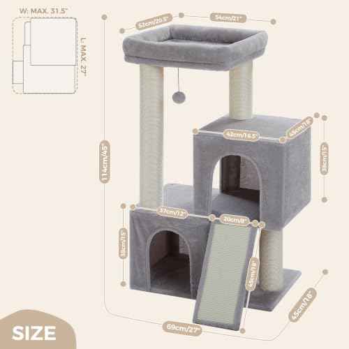 Large Cat Tree (Gray / 45 Inches)
