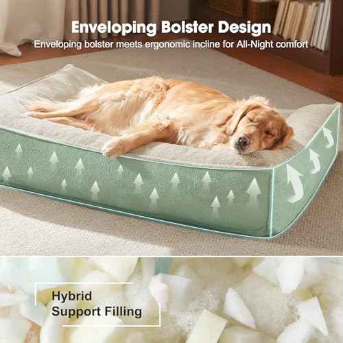 XXL Orthopedic Dog Beds Large Sized Dog (Beige / 45"L x 32"W x 9.5"Th)
