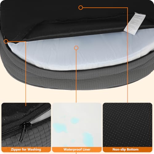 Orthopedic Waterproof Medium Dog Bed Sofa (Plush-Dark Grey / Medium(36 x 25.5 x 6 inch))