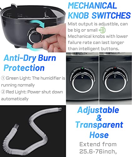 Top fill Reptile Fogger Terrariums Humidifier Fog Machine Mister with 4L Visible Large Tank & Extension Hoses (Single Hose / Black)