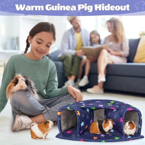 Washable Guinea Pig Hideout Large Cozy Bed for Small Pets (Blue)