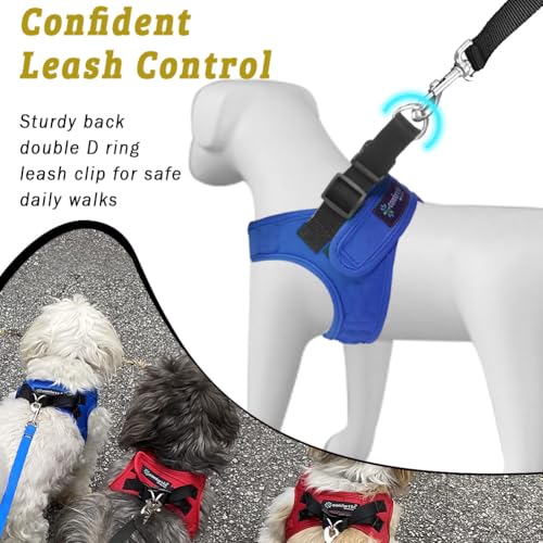 Comfort Fit Dog Harness Soft Padded No Pull Harness with Adjustable Buckles for Small Medium Large Dogs Step in Pet Vest with Easy Control Handle for Walking Jogging Running Training Dogs & Puppies (XXXS (Chest 10"-12") / Blue)