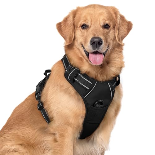 Dog Harness No Pull for Large Dogs with 2 Leash Clips (X-Large / Black)