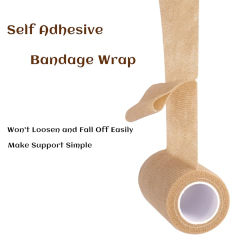 Elastic Self Adhesive Bandage Wrap 4 Inch (4 Inch-24 Count Brown)
