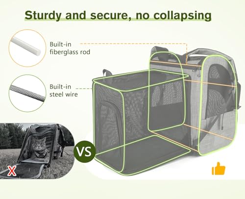 Cat Backpack with Curtain (Grey with Shade Cover / 15.4"L x 11.0"W x 19.0"H)