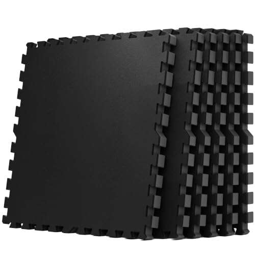 0.79" Thick Gym Flooring for Home Gym (Black/No Dots / 24 Sq Ft (6 Tiles))