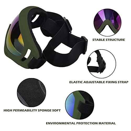 Large Dog Sunglasses (Army Green Frame&Colorful Lens&L)