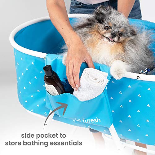 Portable Foldable Dog Bathtub for Small & Medium Dogs (Blue)