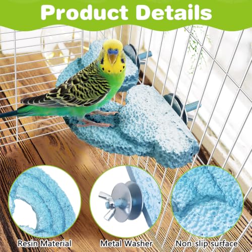 3PCS Bird Beak Grinding Stone Resin Bird Perch Stand Grinding Claw Clouds Birds Cage Perch Parrot Climbing Chewing Toys Parakeet Cage Accessories for Budgies Cockatiels Conures