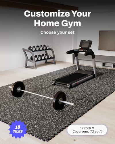 0.79" Thick Gym Flooring for Home Gym (Black/White / 72 Sq Ft (18 Tiles))