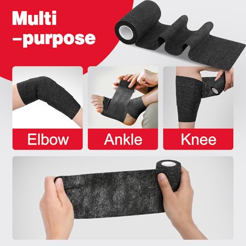 18 Pack Self Adhesive Bandage Wrap (Black)