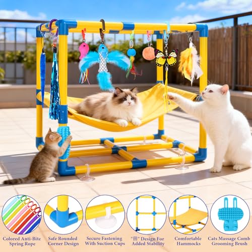 Cat Jungle Gym With Hanging Interactive Toys (colorful)