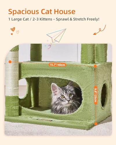 Cat Tree 38.5In Cat Tower for Indoor Cats (Green / 38.5 Inches)