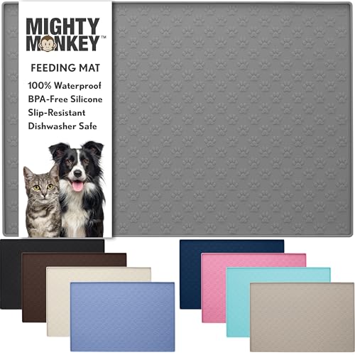 100% Waterproof Dog Food Mat (Gray / 24"L x 16"W)