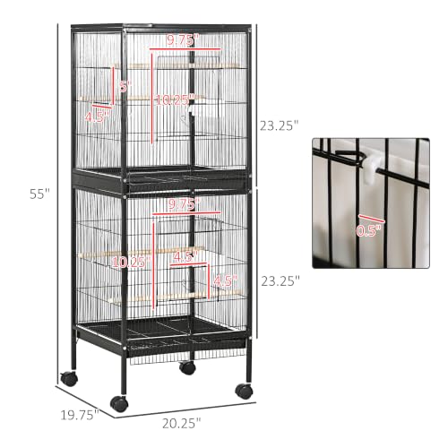 Large Bird Cage 1.7 ft. Width for Wingspan 55" (Black)