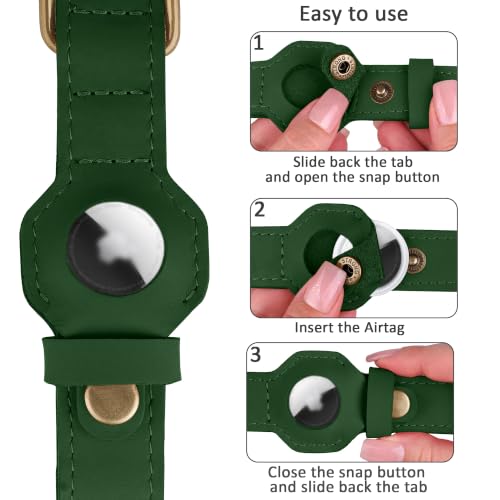 AirTag Dog Collar (Dark Green / M, 14"-18" Neck Fit)