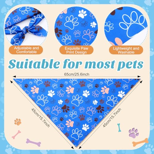 50 Pcs Paw Print Dog Bandanas Bulk for Party (Paw Pattern / 25.6 x 17.7 x 17.7 Inch)
