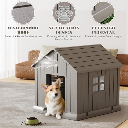 Dog House Outdoor Indoor (Grey / 31" L × 33.3" W × 33.5" H)